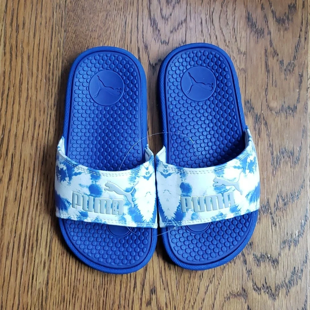 NEW Cool Cat Shibori Jr. Slide Sandal Blue Tie Dye Print Puma Kids Size 12